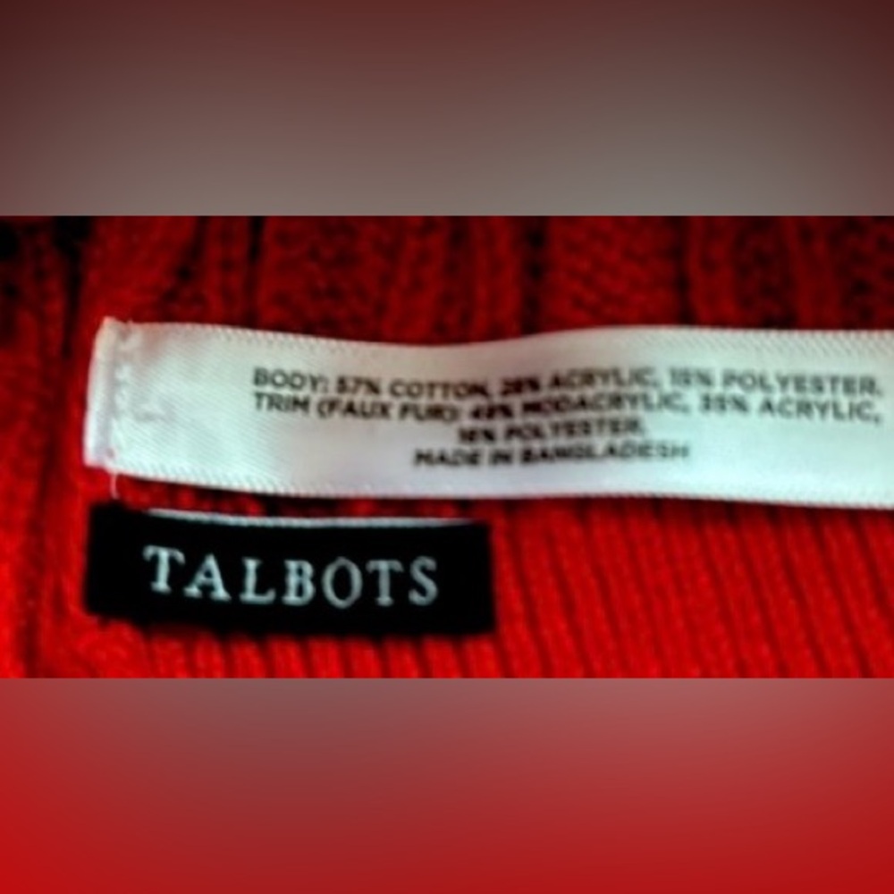 Talbots Red Patterned Winter Scarf. - Picture 3 of 3